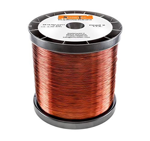 Kupferlackdraht W210 Ø 0,50 mm 5 kg, ca. 2630m - CU Lackdraht Grad 2 CUL Kupferdraht Gewicht 5 Kilogramm Durchmesser 0,50 Millimeter Wickeldraht Kupfer Draht nach IEC 60317-13 von SchneiTec