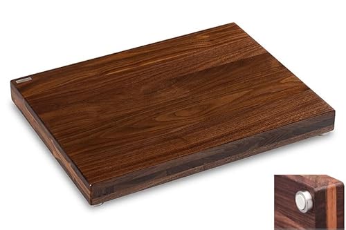 Schneidboard Nussbaum Premium - Design Schneidebrett Aus Holz - Made In Germany - 53x40x6 cm - Mit 2 Gratis Schneidauflagen von Schneidboard