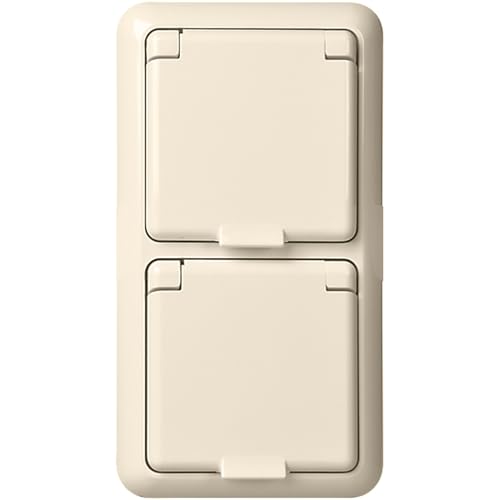 Schneider Electric Elso 225414 Steckdose Klappdeckel 2-fach komplett 16A FASHION, IP44,Schutzkontaktsteckdose,Steckklemme reinweiß, Made in Gemany von Schneider Electric