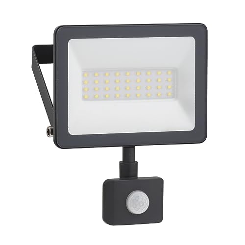 LED Strahler mit Bewegungsmelder 20W, 2000LM,4000K ,Sicherheitsbeleuchtung,Kaltweiß Licht,einsetzbar für Innen-und Außenbereich,Dunkegrau,Stromsparend, IP54 Wasserdicht von Schneider Electric