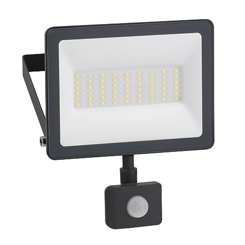 LED Strahler mit Bewegungsmelder 30W,3000LM,4000K,Sicherheitsbeleuchtung,Kaltweiß Licht, einsetzbar für Innen-und Außenbetreich, Dunkelgrau,Stromsparend, IP54 Wasserdicht von Schneider Electric