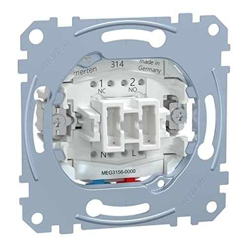 Schneider Electric Merten Taster-Schalter-Einsatz zum Einbau von Schalter und Steckdose, 1-polig, Unterputz, 10A, AC 250V, Steckklemmen, Artikelnummer MEG3156-0000 von Schneider Electric