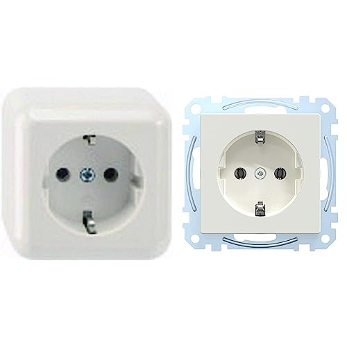 Merten MEG2301-8719 Schuko Steckdose 16 A - 250 V, Aufputz Steckdose 1 -fach,Polarweiß, Made in Germany & MEG2301-0319 Merten SCHUKO-Steckdose, Steckklemmen, polarweiß glänzend, System M Merten Merten MEG2301-8719 Schuko Steckdose 16 A - 250 V, Aufputz Steckdose 1 -fach,Polarweiß, Made in Germany & MEG2301-0319 Merten SCHUKO-Steckdose, Steckklemmen, polarweiß glänzend, System M Merten von Schneider Electric
