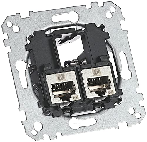 Schneider Electric Merten MEG4576-0022 Tragplatte 2-fach mit Anschlußmodul - Actassi RJ45 Cat6A STP - Auf- und Unterputz, Made in Germany von Schneider Electric