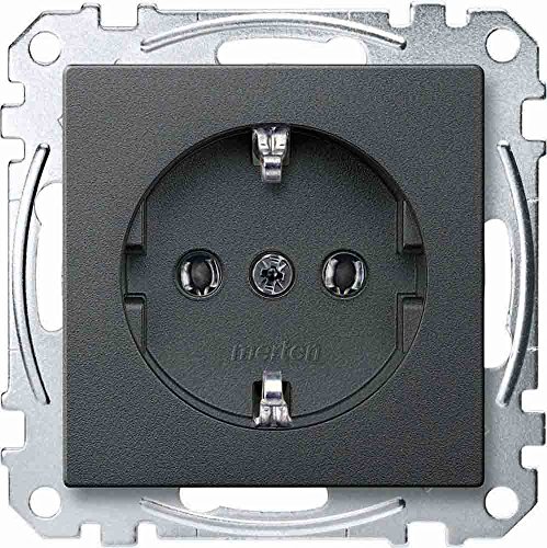 Schneider Electric Merten Schuko-Steckdose, Steckklemmen, System M, anthrazit edelmatt, Artikelnummer MEG2301-0414, 1 Stück von Schneider Electric