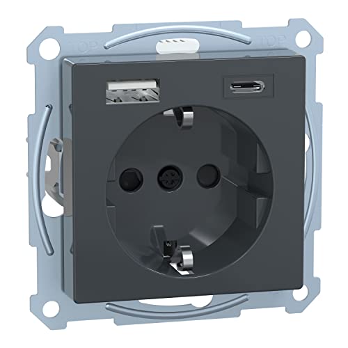 Schneider Electric Merten Schuko-USB-Steckdose, USB-Typ A+C, Unterputz, System M, anthrazit, Artikelnummer MEG2367-0414 Schneider Electric Merten Schuko-USB-Steckdose, USB-Typ A+C, Unterputz, System M, anthrazit, Artikelnummer MEG2367-0414 von Schneider Electric