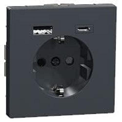 Schneider Electric Merten Schuko-Steckdose mit USB Anschluss Typ A+C, System Design, anthrazit, Artikelnummer MEG2367-6034 von Schneider Electric