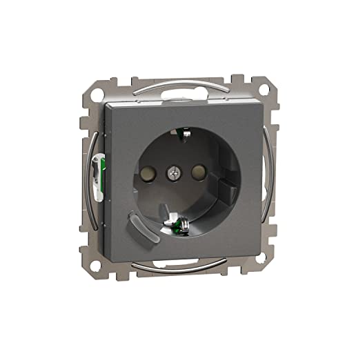 Schneider Electric Merten Connected Smart Schuko-Steckdose, 2-polig+E, 16A, System M, Alexa, Google Home, Zigbee, Smart Home Wifi Steckdose, anthrazit, Artikelnummer MEG2380-0414 von Schneider Electric
