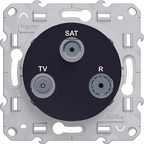 Odace, TV/FM//Sat anthrazit, 2 Eingänge TV/Fm und Sat, mit Schrauben von Schneider Electric