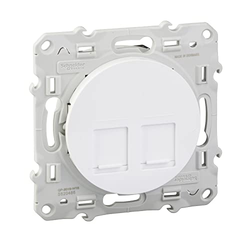 Odace Dual RJ45 Buchse weiß Grade 3 (Multimedia) Cat 6 STP Schraubentyp von Schneider Electric