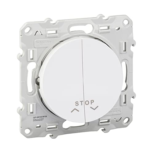 Schneider Electric S520227 Odace, Doppeltaster mit Odstop Funktion für Rollräder, 10 A, weiß, Druckschalter, 2 Tasten, Stopp-Funktion für Rollläden, von Schneider Electric