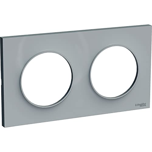 Odace Styl Plakette, 2 horizontale oder vertikale Stellen, Abstand 71 mm, Grau von Schneider Electric