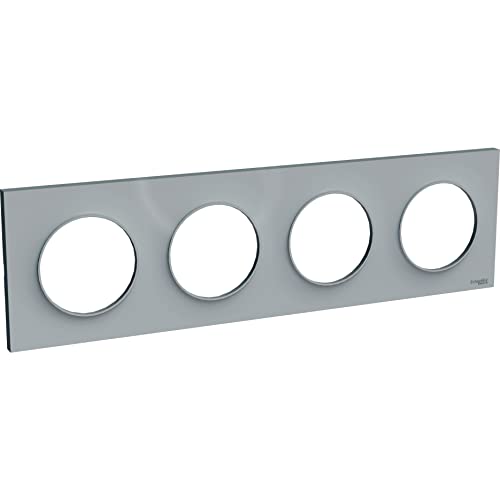 Odace Styl Platte, 4 horizontale oder vertikale Stellen, Abstand 71 mm, Grau von Schneider Electric