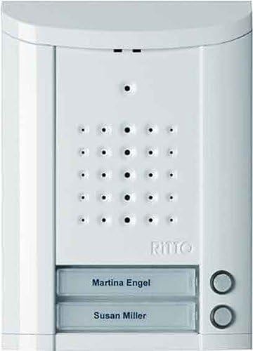 Ritto Entravox Türstation Audio für 2 Familienhaus - Beleuchtete Klingeltaste und Namensschild - vandalensichere Gegensprechanlage, Aufputz, weiß, 1840270 von Schneider Electric