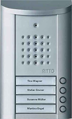 Ritto Entravox Türstation Audio für 4 Familienhaus - Beleuchtete Klingeltaste und Namensschild - vandalensichere Gegensprechanlage, Aufputz, silber eloxiert, 1840420 von Schneider Electric