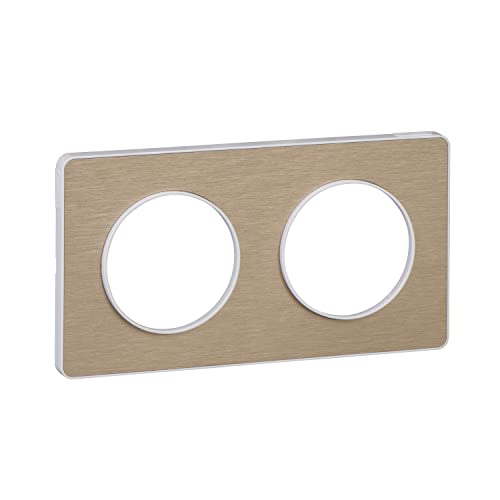 SCHNEIDER - Plaque odace touch matière avec liseré blanc entraxe 71mm - SCH-ODACE-TOUCH-MATIERE-LISEREBL - bronze brossé, 71mm, 2, 23,028 von SCHNEIDER