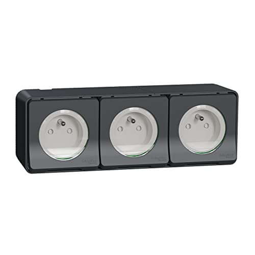 SCHNEIDER - Triple PC 2P+T horiz. précâblée - saillie - IP55 - IK08 - gris Mureva Styl - MUR36037 von Schneider Electric