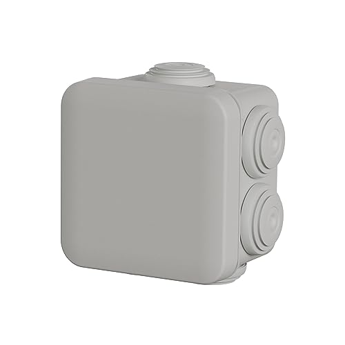 Schneider Electric ENN05032 Mureva BOX Abzweigdose, 5er Pack Aufputzdosen mit 7 Tüllen Ø 20mm, 65x65x45mm, geeignet für Feuchträume und Außenbereich, IP55 Schutzart, Feuchtraumdose, Grau von Schneider Electric