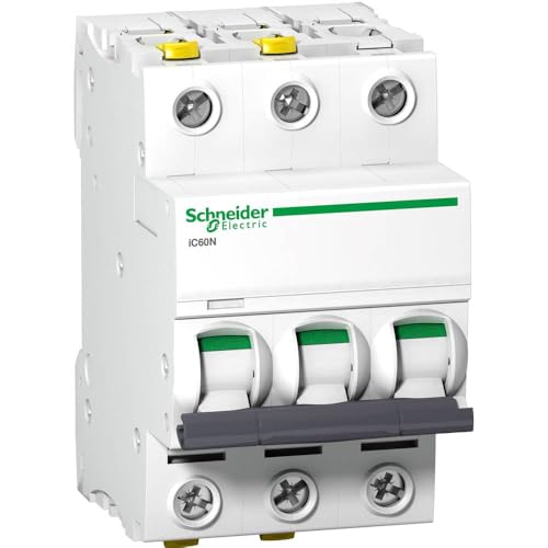 Schneider A9F03302 Leitungsschutzschalter iC60N, 3P, 2A, B Charakteristik, 400 V, Weiß von Schneider Electric