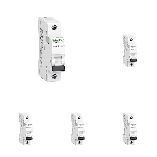 Schneider Electric A9K02116 Leitungsschutzschalter K60N 1P, 16A, C Charakteristik, 6kA, White, 16 Ampere C (Packung mit 5) von Schneider Electric