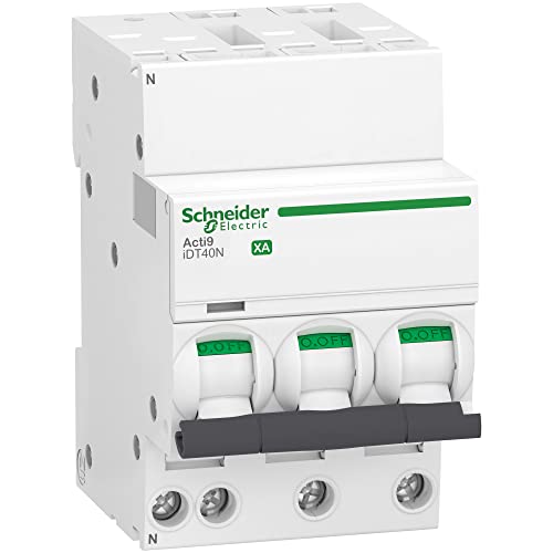 Schneider Electric - Acti9 iDT40N XA – modularer Schutzschalter – Auto/Schraube 3P+N C 10A 6000A/10kA – A9PA4710 von Schneider Electric