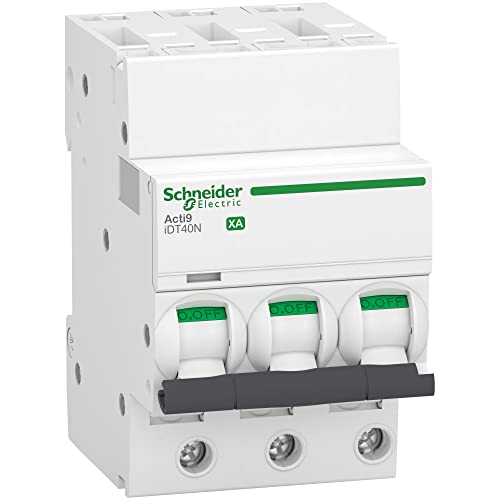 Schneider Electric - Acti9 iDT40N XA – modularer Schutzschalter – Auto/Schraube 3P C 20A 6000A/10kA – A9PA4320 von Schneider Electric