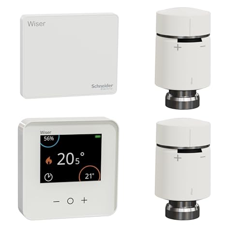 Schneider Electric CCT501801 Wiser Smart Home Hub Controller (2. Gen) kostenlose APP Steuerung + CCTFR6400 Wiser Raumthermostat mit Displaysteuerung + CCTFR6100 Wiser Smart Home Heizkörperthermostat von Schneider Electric