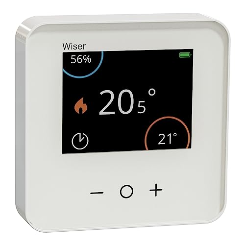 Schneider Electric Wiser Raumthermostat mit Display, Steuerung per App oder manuell, Zigbee, über Hub kompatibel mit Matter, Alexa, Google, Apple, Artikelnummer CCTFR6400 von Schneider Electric