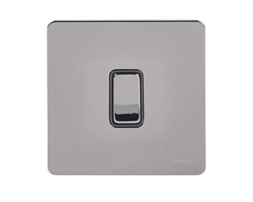 Schneider Electric GU1412RBBN Ultimate Schraubenlose flache Platte, Doppel-Wippschalter, 2-Wege-Lichtschalter, einpolig, 16 AX, schwarzes Nickel mit schwarzem Einsatz von Schneider Electric