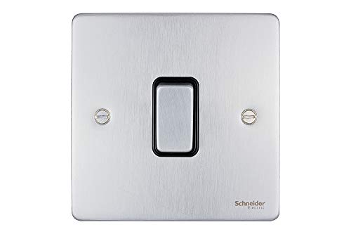 Schneider Electric Ultimate Low Profile GU1514BBC Einzelner Zwischenlichtschalter, 16 AX, poliertes Chrom mit schwarzem Einsatz von Schneider Electric