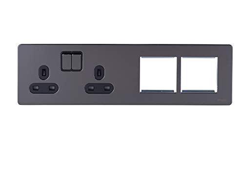 Schneider Electric Ultimate schraubenlose, geschaltete Doppelsteckdose mit flacher Platte, doppelpolig, mit Kombinations-Medienplatte, GU34202DMPBBN, Nickel schwarz mit schwarzem Einsatz Schneider Electric Ultimate schraubenlose, geschaltete Doppelsteckdose mit flacher Platte, doppelpolig, mit Kombinations-Medienplatte, GU34202DMPBBN, Nickel schwarz mit schwarzem Einsatz von Schneider Electric
