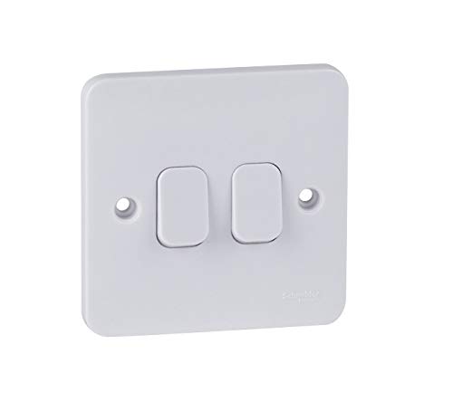 Schneider Electric Lisse White Moulded GGBL1022 Lichtschalter, doppelt, 2-Wege-Lichtschalter, 10 AX, Weiß, 10 Stück von Schneider Electric