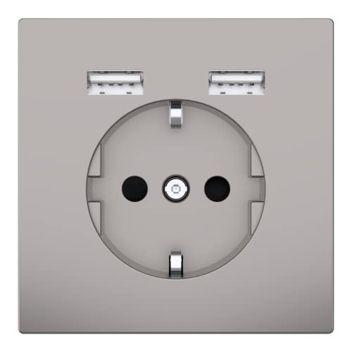 Schneider Electric Merten MEG2366-6050 Steckdose mit USB Anschluss Typ A+A System Design Nickelmetall, Schuko USB Steckdose Unterputz, Schutzkontaktsteckdose, geeignet für Smartphone, Tablet von Schneider Electric