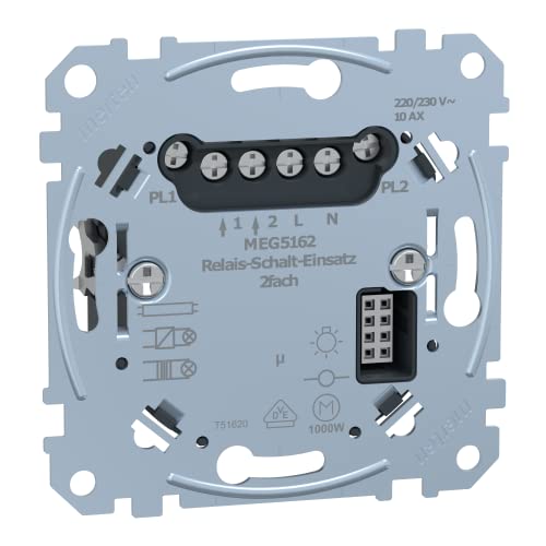 Schneider Electric Merten Unterputz Relais-Schalt-Einsatz für ohmsche, induktive und kapazitive Lasten, 2-fach, Artikelnummer MEG5162-0000 von Schneider Electric