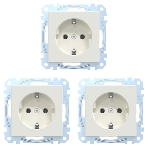 Schneider Electric Merten Schuko-Steckdose, 2-polig+E, Steckklemmen, System M, polarweiss, Artikelnummer MEG2301-0419 (Packung mit 3) von Schneider Electric