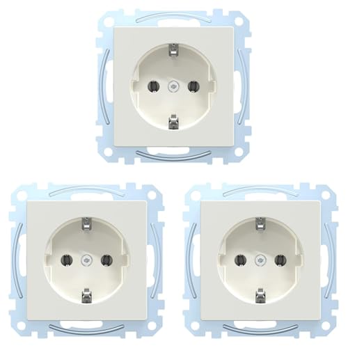 Schneider Electric Merten Schuko-Steckdose, Steckklemmen, System M, polarweiss glänzend, Artikelnummer MEG2301-0319 (Packung mit 3) von Schneider Electric