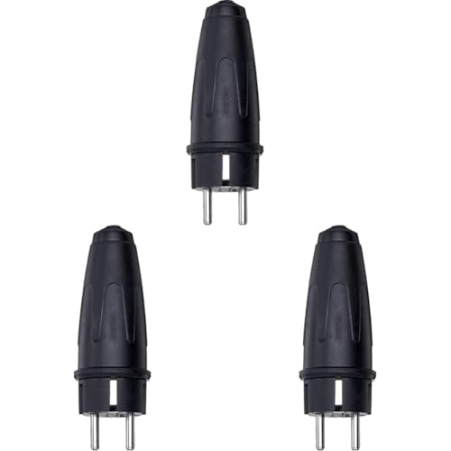 Schneider Electric Merten Vollgummi-Schuko-Stecker, schwarz, Artikelnummer 122051, 3 Stück von Schneider Electric