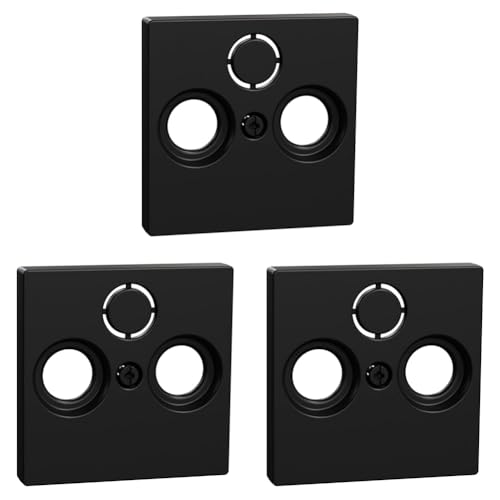 Schneider Electric Merten Zentralplatte für Antennensteckdosen, System M, IP20, schwarz matt, Artikelnummer MEG4123-0403, 3 Stück von Schneider Electric