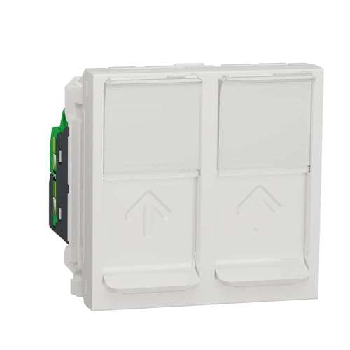 Schneider Electric NU342618 Doppelsteckdose RJ45, Kategorie 6, STP, 2 Module, Polar von Schneider Electric