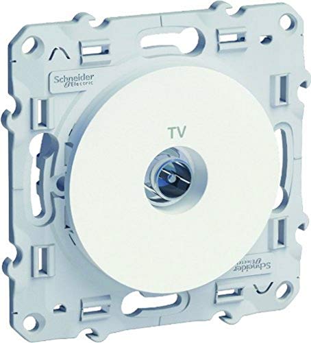 SCHNEIDER - Weiß Odace Geschirmte Einzel-TV-Steckdose - IEC 9.52 mm Anschluss - Kunststoffmechanismus - Unterputzmontage - Störschutz - Modernes Design - Ideal für Wohnzimmer und Schlafzimmer von Schneider Electric