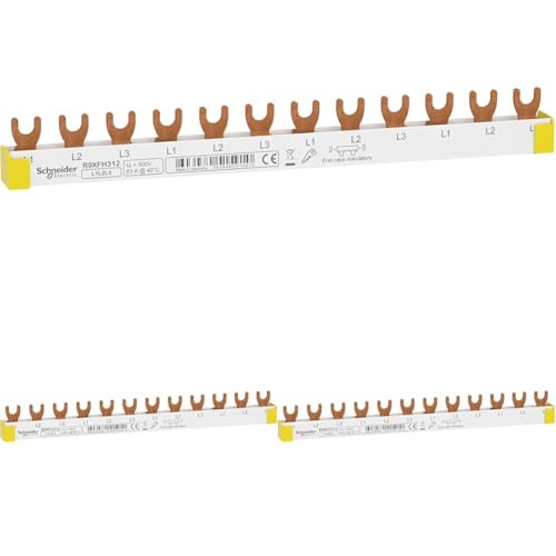 Schneider Electric R9XFH312 Resi9 Phasenschiene Gabel, 3P, 12 TE, 63A, ablängbar (Packung mit 3) von Schneider Electric