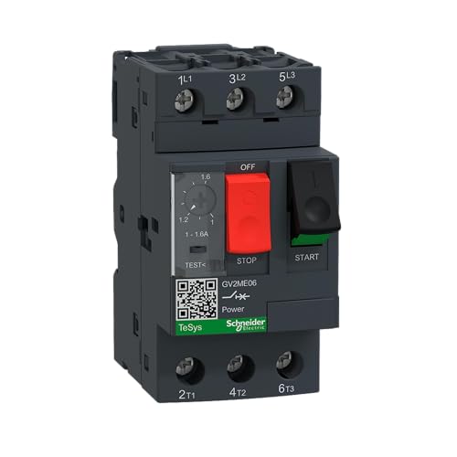 Schneider Electric - TeSys GV2ME – Disj Motor – 1,1,6 A – 3P 3D – Magnetthermischer Auslöser – GV2ME06 von Schneider Electric