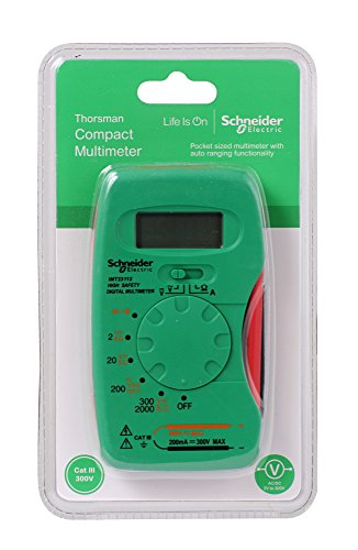 Schneider Electric - Thorsman Kompaktes Digitalmultimeter, Präzise elektrische Messungen bis 300 V mit LCD-Display, Kategorie 4, Batterie 12 V, 300 V, IMT23212, grün von Schneider Electric