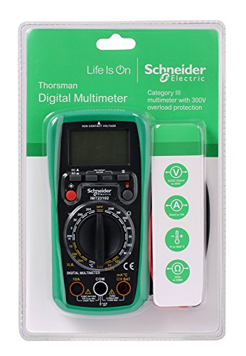 Schneider Electric - Thorsman Digitalmultimeter, Präzise Messungen von Spannung, Strom, Widerstand, Batteriestand und Temperatur mit beleuchtetem LCD-Display - Batterie 9 V, 300 V, IMT23202 von Schneider Electric