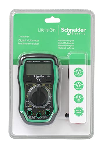 Schneider Electric - Thorsman Digital Multimeter mit LCD-Display Beleuchtet, Kategorie 3, Batterie 9 V, 600 V, IMT23222, grün von Schneider Electric