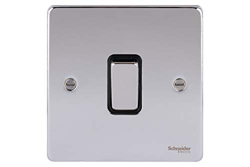 Schneider Electric Ultimate Low Profile GU1512BPC einfacher 2-Wege-Lichtschalter, polierter Chrom mit schwarzem Einsatz Schneider Electric Ultimate Low Profile GU1512BPC einfacher 2-Wege-Lichtschalter, polierter Chrom mit schwarzem Einsatz von Schneider Electric