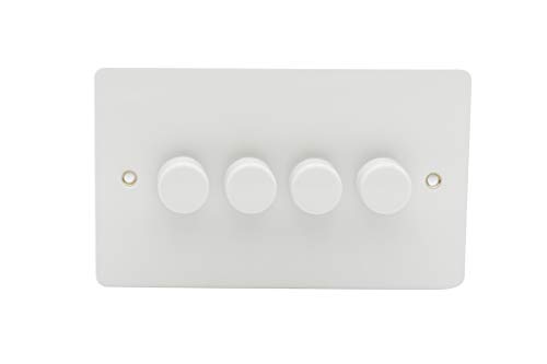 Schneider Electric Ultimate flache Platte, 4-Gang-2-Wege-LED-Dimmschalter, 75 W/VA, GU6242LMPW, weiß lackiert von Schneider Electric