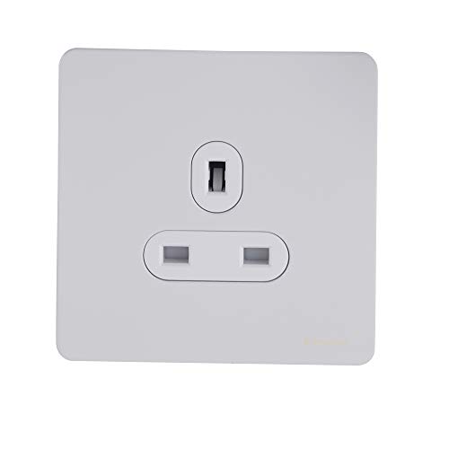 Schneider Electric Ultimate schraubenlose, ungeschaltete Einzelsteckdose mit flacher Platte, einpolig, 13 A, GU3450WPW, weiß lackiert mit weißem Einsatz Schneider Electric Ultimate schraubenlose, ungeschaltete Einzelsteckdose mit flacher Platte, einpolig, 13 A, GU3450WPW, weiß lackiert mit weißem Einsatz von Schneider Electric