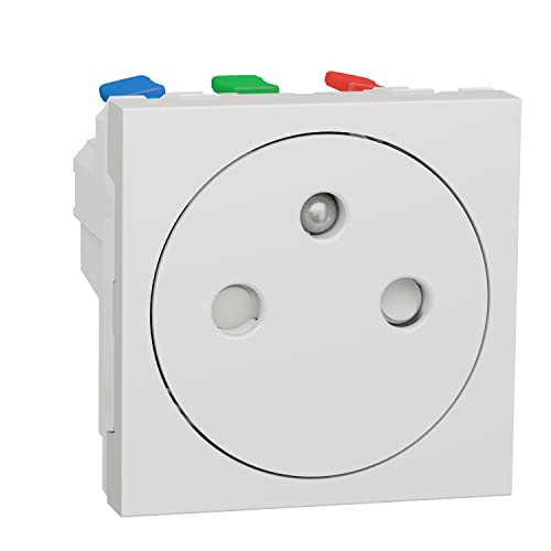 Schneider Electric Steckdose Französisch 2P Einbaumontage 1-fach Innenbereich PC Weiß, 2-polig / 16A von Schneider Electric