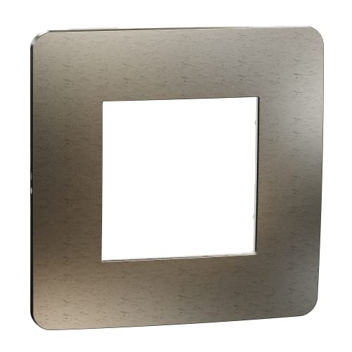Schneider Electric - Unica Studio Metall N – Abdeckplatte – Bronze mit weißem Rand – 1 Fach – NU280250M von Schneider Electric